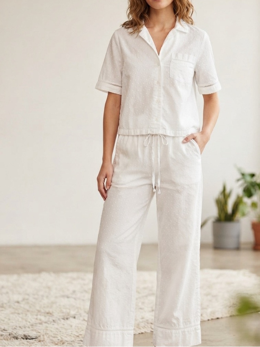 Topshop off -White Short-Sleeve Wide-Leg set